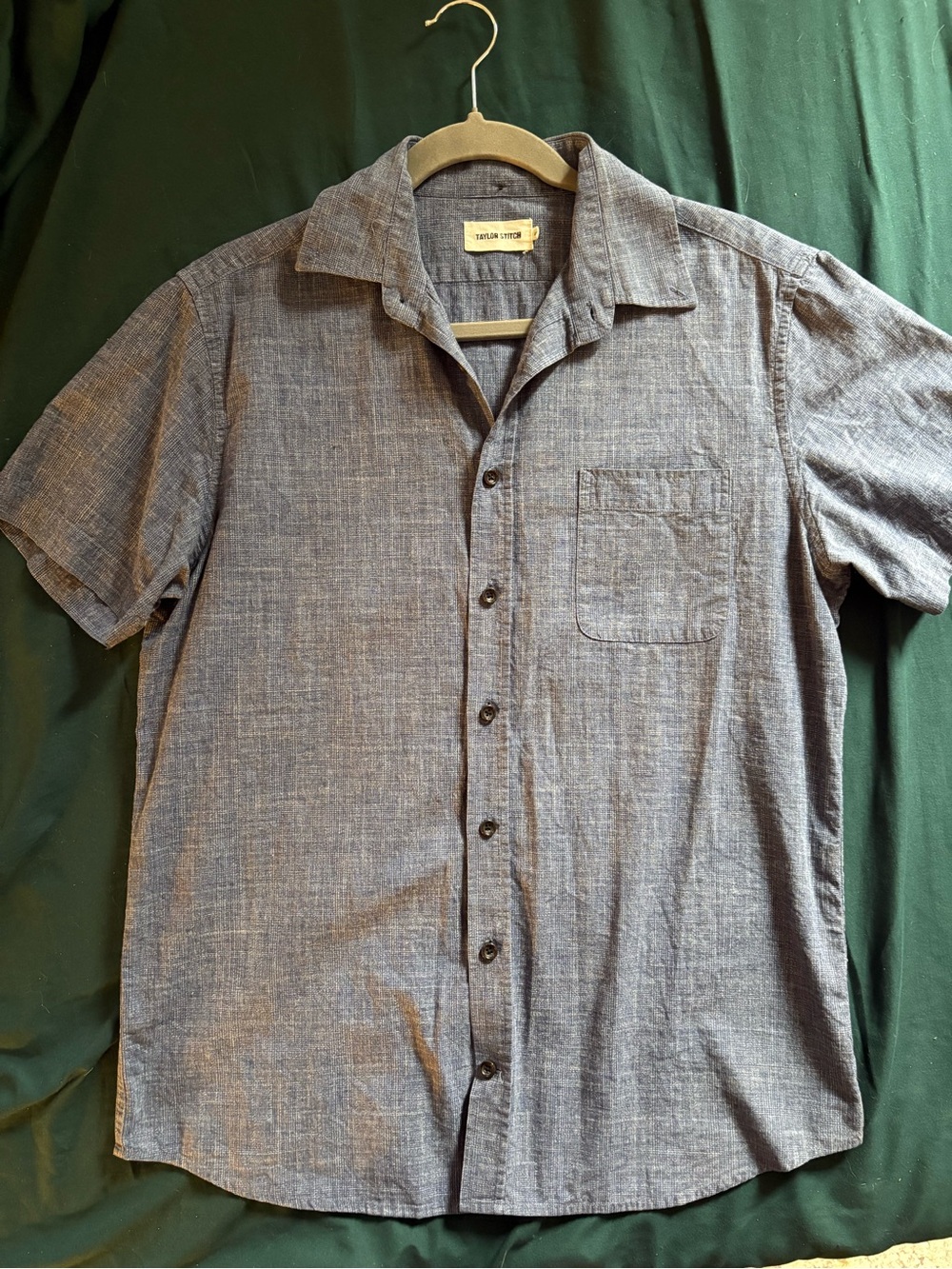 Taylor Stitch Men's Casual Short-Sleeve Button-Down Shirt - Blue Chambray
